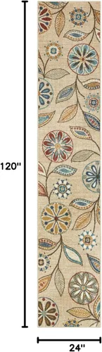Miniatura 2 de Maples Rugs Reggie Floral Runner - Alfombra para pasillo, fabricada en Estados Unidos, lavable, antideslizante, alfombra interior para cocina, Beige