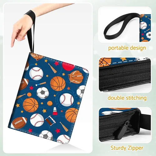 Miniatura 6 de Carpeta de Tarjetas de Béisbol y Fútbol con 480 Bolsillos y 60 Fundas Extraíbles, Carpeta Portátil para Tarjetas de Baloncesto y Deportes, Álbum