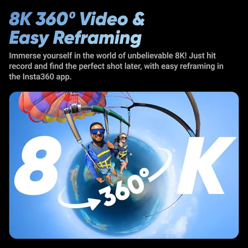 Miniatura 2 de Insta360 X4 - Cámara de acción impermeable 360 8K con sensores de 48 MP, video 5.7K 360, foto 360 de 72 MP, edición AI, para deportes, viajes