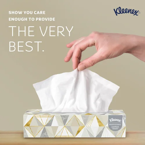 Miniatura 4 de Kleenex Pañuelo facial profesional, a granel (03076), 2 capas, blanco, cajas de pañuelos faciales planas para negocios, estuche de conveniencia