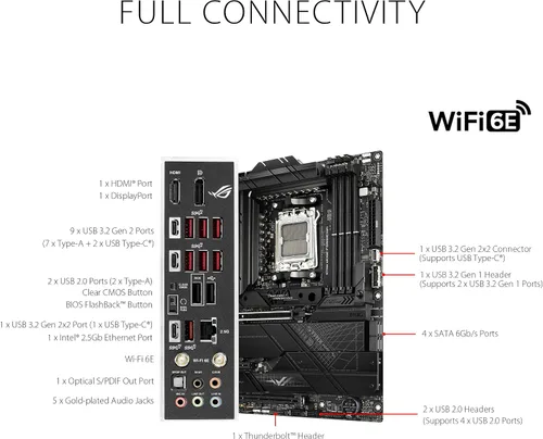 Miniatura 5 de ASUS ROG STRIX X670E-F GAMING WIFI AMD X670 AM5 Ryzen™ Desktop 9000 8000 y 7000 ATX placa base, 18+2 etapas de potencia, DDR5, 4 ranuras M.2