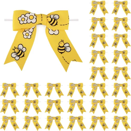 Miniatura 13 de Meseey 30 lazos de cinta impresos de béisbol de 3 pulgadas, lazos pequeños para envolver regalos, baby shower, boda, recuerdos de fiesta, paletas