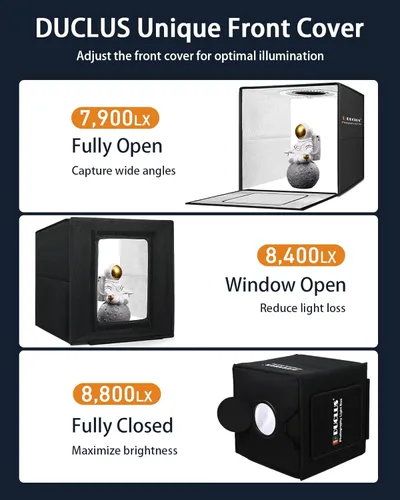 Miniatura 4 de DUCLUS Fotografía de caja de luz, caja de cabina de fotos de 12 x 12 pulgadas con 120 luces LED regulables y CRI>95, caja de luz portátil con 8