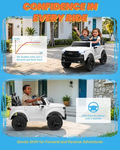 Miniatura 3 de ENYOPRO - Juguetes de paseo de 2 plazas y 24 voltios para niños, con licencia Chevrolet Silverado LT Trail Boss Ride on Truck con control remoto