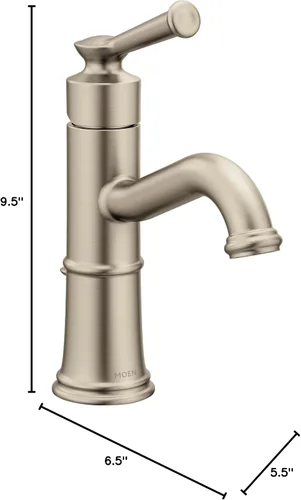 Miniatura 15 de Moen Belfield Grifo de Lavabo de Baño de Una Manija en Níquel Cepillado con Ensamble de Desagüe y Placa de Cubierta Opcional, 6402BN