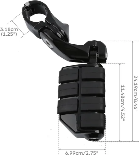 Miniatura 6 de TCT-MOTORPARTS Estriberas negras de 1/4 de pulgada y 1.25 pulgadas, estriberas ajustables para motocicleta en ángulo largo para Harley Touring Road
