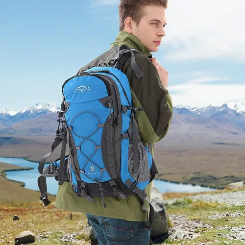Miniatura 6 de INOXTO Mochila de senderismo ligera 35L/40L Mochila de día de senderismo con cubierta impermeable contra lluvia para viajes, camping al aire libre