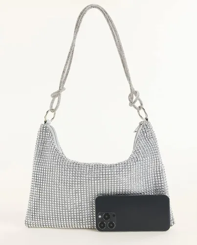 Miniatura 4 de Bolso de mano brillante con diamantes de imitación, elegante y brillante para mujer