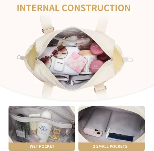 Miniatura 5 de WLLWOO - Bolsa de gimnasio pequeña con bolsillo húmedo para mujer, bolsa de lona para yoga, bolsa de entrenamiento ligera para baile, fines