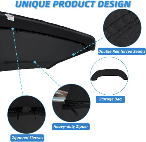 Miniatura 6 de Funda de repuesto para parte superior Bimini de 3 arcos, resistente a la decoloración y a las grietas, poliéster de grado marino 600D, impermeable