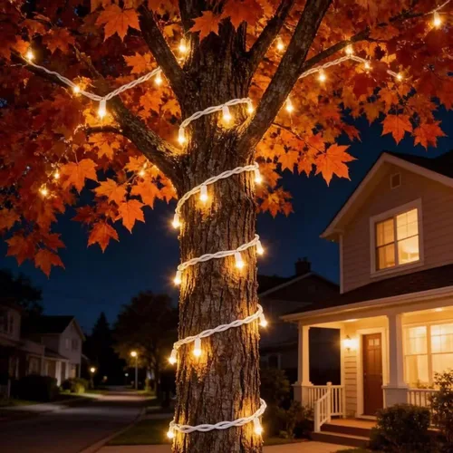 Miniatura 7 de 100 luces LED de Navidad de color blanco cálido, tira de luces con cable blanco de 35 pies, certificación UL, calidad comercial, para árboles