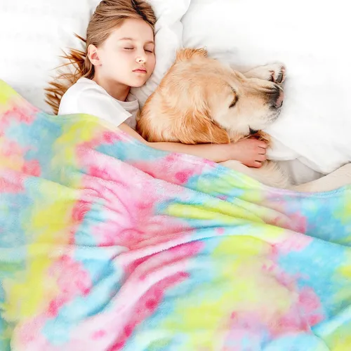 Miniatura 3 de MUGD Mantas suaves de forro polar manta mullida y suave para niños manta cálida para cama Multi Rainbow