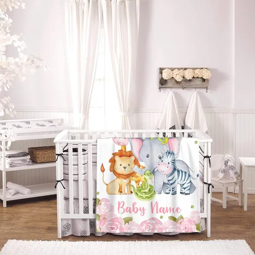 Miniatura 4 de Mantas de bebé personalizadas con diseño de animales, manta personalizada con nombre para niños y niñas, manta de bebé personalizada, regalos