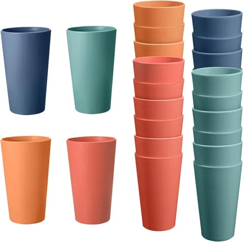 Juego de 24 vasos de plástico irrompibles, vasos de plástico reutilizables de 20 onzas, vasos de agua apilables, vaso para beber para cocina,