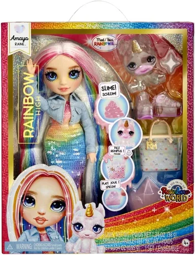Miniatura 2 de RAINBOW HIGH Muñeca de moda con kit de slime y mascota - Amaya (arcoíris) - Muñeca centelleante de 11.0 in con ciervos con purpurina para bricolaje