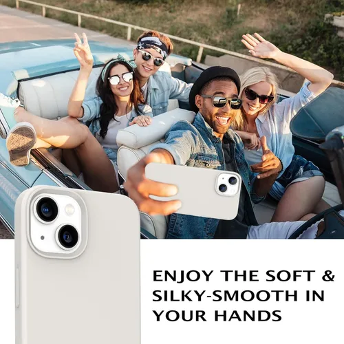 Miniatura 4 de Telaso Funda para iPhone 13, silicona líquida de goma de gel suave para iPhone 13, funda delgada con forro de microfibra a prueba de golpes, fundas