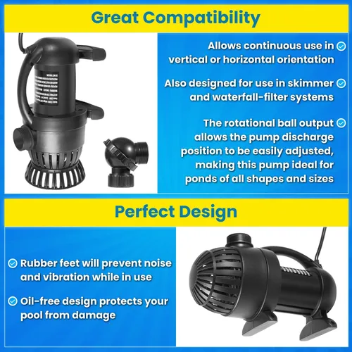 Miniatura 6 de 91018 3000 GPH Bomba de agua sumergible para fuente de cascada de estanque, sistema de filtro hidropónico para acuario, tanque de peces, piscina Koi
