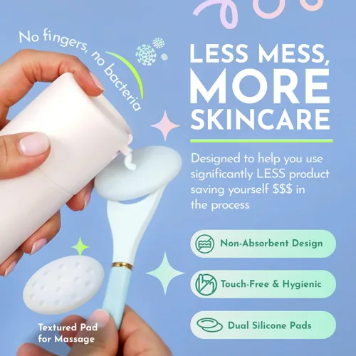 Miniatura 3 de Aplicador de suero para cara con espátula, herramienta reutilizable para el cuidado de la piel azul cielo para sueros, aceites, protector solar
