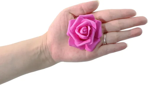 Miniatura 4 de 100 piezas de 5 cm de flores artificiales de espuma falsa en cabeza de rosa para decoración del hogar, ramo de novia, despedida de soltera, centro