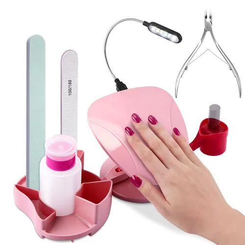 Enhon Suministros de manicura, soporte de uñas, soporte de manos para uñas con múltiples ángulos y bandejas de pulido, juego de manicura de 3 piezas