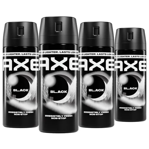 AXE Body Spray 4 unidades, color negro, 48 horas, sin aluminio fresco, 2.9 onzas