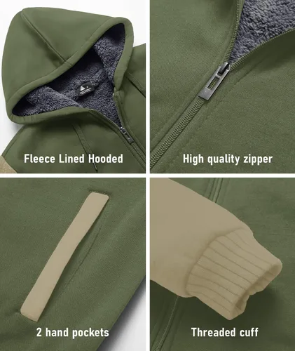 Miniatura 40 de SCODI Sudaderas con capucha para hombre, forro polar pesado, cremallera completa, forro de sherpa grueso, chaqueta con capucha