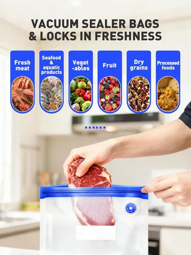 Miniatura 4 de 30 bolsas selladoras al vacío reutilizables para alimentos, bolsas de almacenamiento al vacío de 3 tamaños con clips de sellado y diseño a prueba