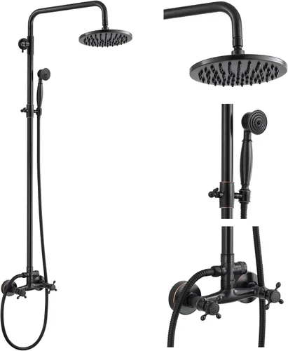 Miniatura 11 de Sistema de ducha de tubo expuesto de doble función, redondo, cabezal de ducha de lluvia de 8 pulgadas, juego combinado de accesorios de latón