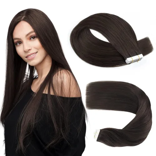 Miniatura 36 de Sassina Extensiones de Cabello Humano con Cinta Negro Azabache 12 Pulgadas 30g/paquete 20pcs Liso Sin Costuras Trama de Piel Extensiones de Cabello