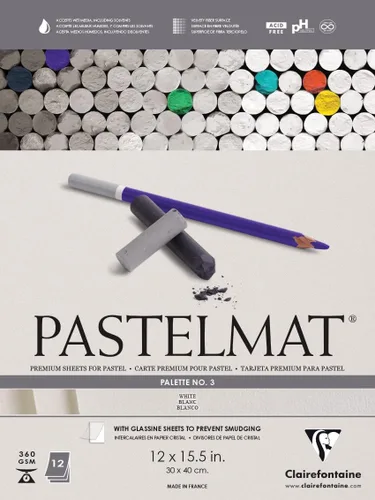 Miniatura 8 de Clairefontaine Pastelmat - Papel especial para pastel (encolado, 30 x 40 cm) - Paleta No. 5 - (12 x 15 3/4 pulgadas) - 360g - 12 hojas - Verde Verde