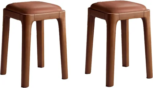 Miniatura 19 de Wooden Dining Chairs Backless,Kitchen Chairs Stool Stackable,Dining Room Chair with PU Leather Cushion,Square Living Room Chair for Kitchen, Dining