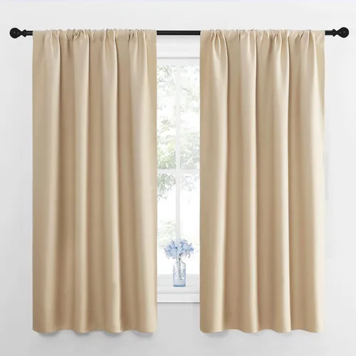 Miniatura 2 de NICETOWN 2 paneles de cortinas opacas de 42 x 63 pulgadas de largo con bolsillo para barra con 2 paneles de 42 x 16 pulgadas de largo, cenefas