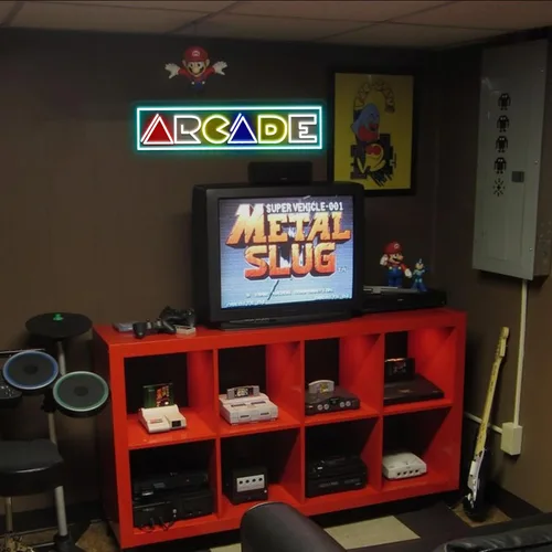Miniatura 2 de Letrero de neón de arcade, decoración de sala de juegos de arcade, letrero iluminado por USB para transmisión, cueva de hombre, regalo para Arcade20