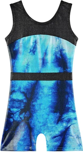 TFJH E Leotardos de gimnasia para niñas, trajes de práctica, Unitardo, pantalones cortos de ciclista de una pieza