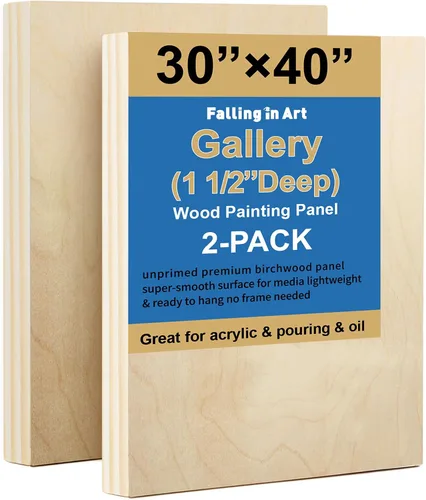 Miniatura 15 de Falling in Art Paquete de 2 paneles de lienzo de madera sin terminar, kit de paneles de madera de abedul de galería de 18 x 24 pulgadas, tablas
