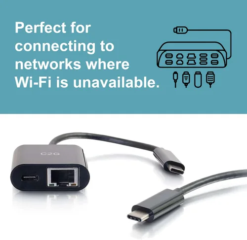 Miniatura 5 de C2G 29749 Adaptador USB C y adaptador Ethernet con alimentación, negro