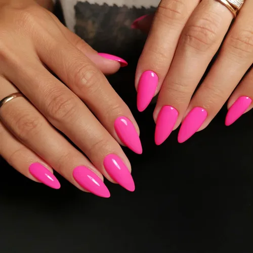 Miniatura 9 de Uñas postizas a presión azul real - Forma de almendra, longitud media, acrílicas neutrales reutilizables para mujeres y niñas - Uñas postizas