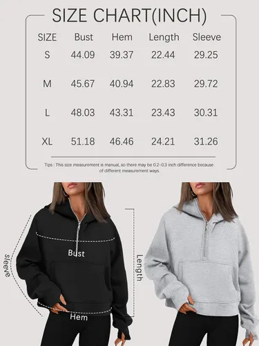 Miniatura 6 de WYNNQUE Sudaderas con capucha para mujer, sudaderas de gran tamaño, con cremallera de medio cuarto, manga larga, trajes de otoño, ropa de moda