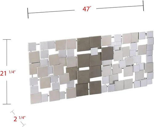 Miniatura 6 de SEI Furniture Wavson - Escultura de pared, diseño geométrico 3D, arte de pared de montaje único, plateado, 47.00 x 2.25 pulgadas