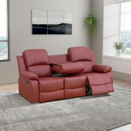 Miniatura 16 de Juego de sala de Estar reclinable de 3 piezas, juego de sofá reclinable Manual para conjunto de muebles de sala de Estar, con consola de Gris oscuro