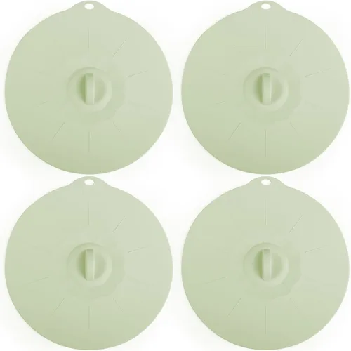 Miniatura 13 de Paquete de 4 tapas de silicona de 3.9 pulgadas para tazas, tazones, platos, sartenes, cubierta para salpicaduras de microondas, recipientes