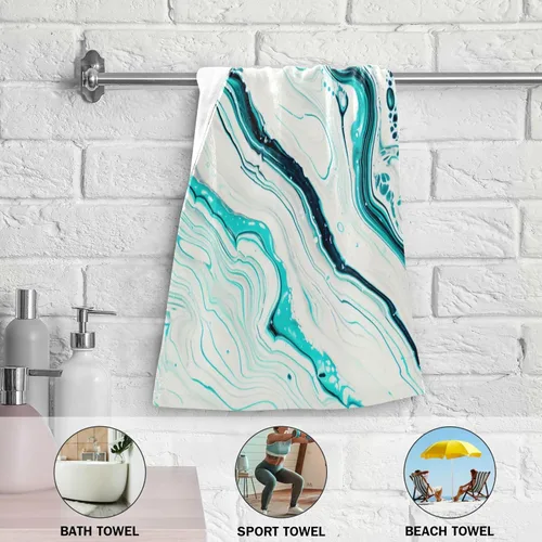 Miniatura 6 de ALAZA Juego de 2 toallas de mano de ágata dorada, suaves y absorbentes, decorativas, para baño, gimnasio, hotel, spa, 28 x 14 pulgadas