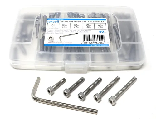 Miniatura 32 de iexcell 25 piezas M4 x 60/65/70/75/3.150 in paso de rosca 0.028 in acero inoxidable 304 cabeza hexagonal Tornillos Tornillos surtido Kit