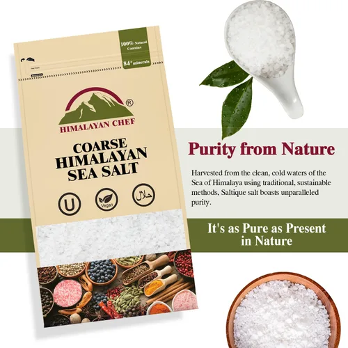 Miniatura 7 de Himalayan Chef Sal marina, granos gruesos, bolsa resellable de 48 onzas – Sal totalmente natural y cosechada a mano sin refinar, sin gluten, sal