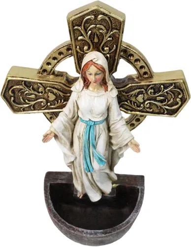 Miniatura 5 de Ebros Gift Virgen Madre María Virgen Nuestra Señora de Gracia Placa de aparador montado en la pared o escritorio Fuente de agua bendita Iglesia