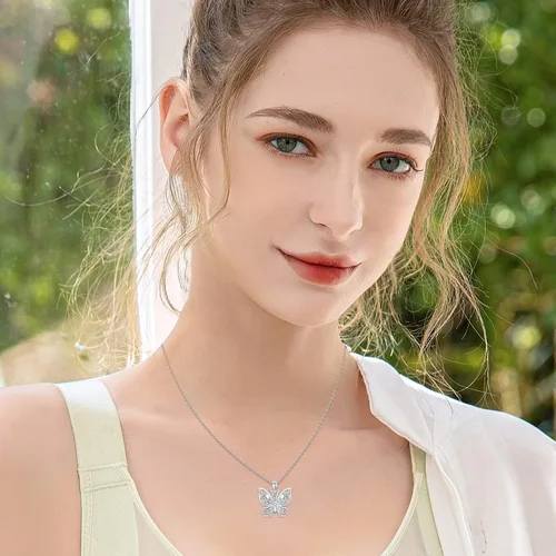 Miniatura 5 de Butterfly Necklace S925 Sterling Silver Butterfly Pendant Necklace Sparkly Cubic Zirconia Butterfly Necklace Butterfly Jewelry Gift for Women Girl