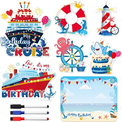 Miniatura 11 de Decoraciones magnéticas para puerta de crucero, 12 piezas de imanes náuticos tropicales familiares para crucero, divertidos letreros magnéticos