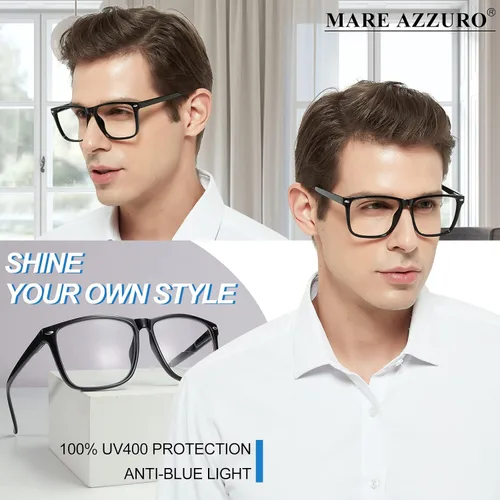 Miniatura 2 de MARE AZZURO Gafas de lectura bifocales de gran tamaño para hombre, con bloqueo de luz azul, lectores 1.0 1.25 1.5 1.75 2.0 2.25 2.5 2.75 3.0 3.5