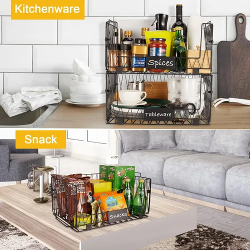 Miniatura 5 de 2 paquetes XXL de cestas de organización y almacenamiento para despensa de cocina, cesta de frutas y verduras para gabinete de cocina, cestas