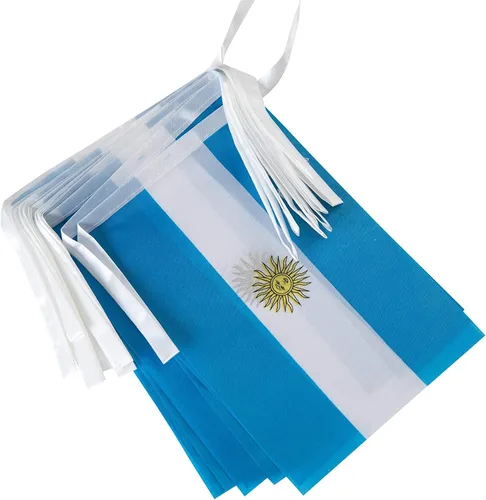 Miniatura 3 de Bandera argentina, bandera argentina, 100 pies/76 unidades, banderín nacional del mundo del país, suministros de decoración de fiesta, banderas